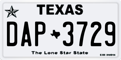 TX license plate DAP3729