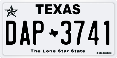 TX license plate DAP3741