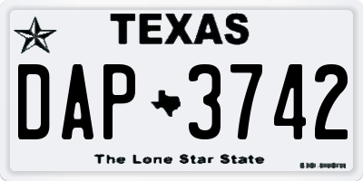 TX license plate DAP3742