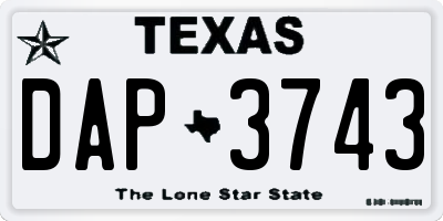 TX license plate DAP3743