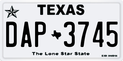 TX license plate DAP3745