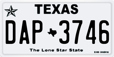 TX license plate DAP3746