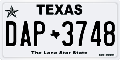 TX license plate DAP3748