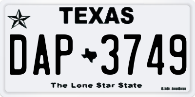 TX license plate DAP3749