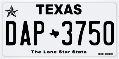 TX license plate DAP3750