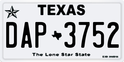 TX license plate DAP3752