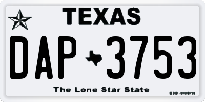 TX license plate DAP3753