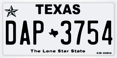 TX license plate DAP3754