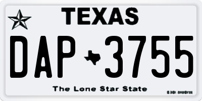 TX license plate DAP3755