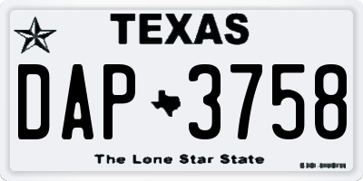 TX license plate DAP3758