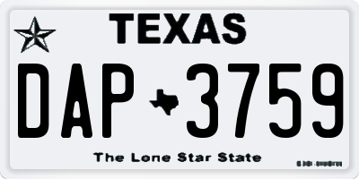 TX license plate DAP3759