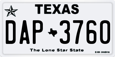 TX license plate DAP3760