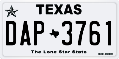 TX license plate DAP3761