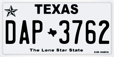 TX license plate DAP3762