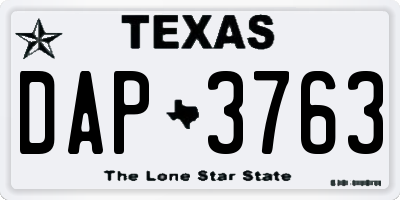 TX license plate DAP3763