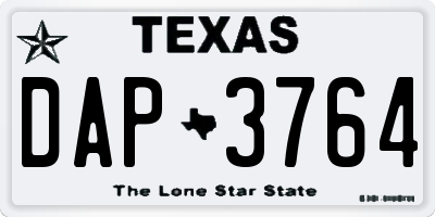 TX license plate DAP3764