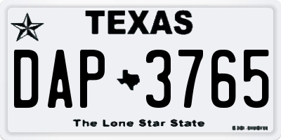 TX license plate DAP3765