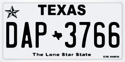 TX license plate DAP3766