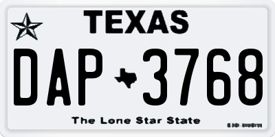 TX license plate DAP3768