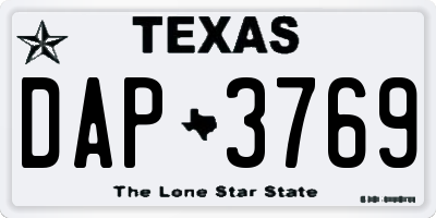 TX license plate DAP3769
