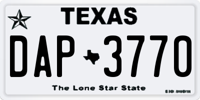 TX license plate DAP3770