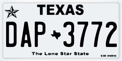 TX license plate DAP3772