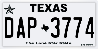 TX license plate DAP3774