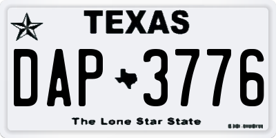 TX license plate DAP3776