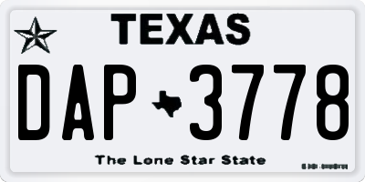 TX license plate DAP3778