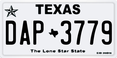 TX license plate DAP3779