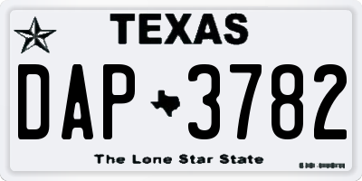 TX license plate DAP3782