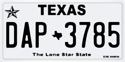 TX license plate DAP3785