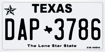 TX license plate DAP3786