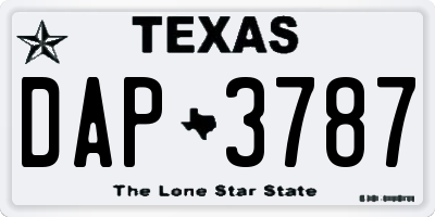 TX license plate DAP3787