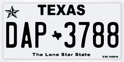 TX license plate DAP3788