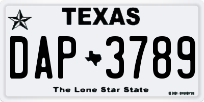 TX license plate DAP3789