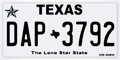 TX license plate DAP3792