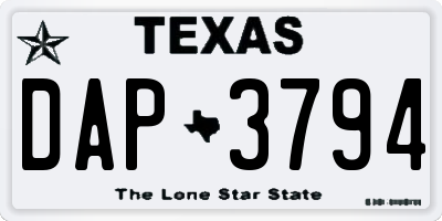 TX license plate DAP3794