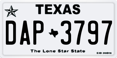 TX license plate DAP3797
