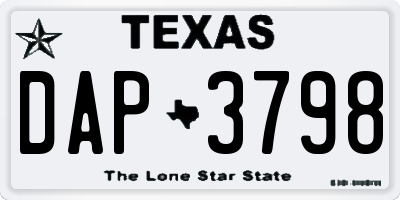 TX license plate DAP3798