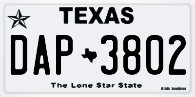 TX license plate DAP3802