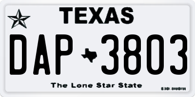 TX license plate DAP3803