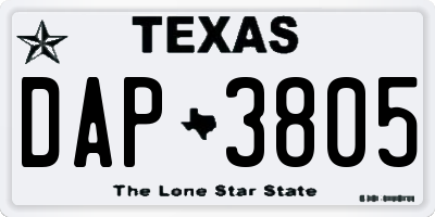 TX license plate DAP3805
