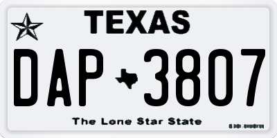 TX license plate DAP3807