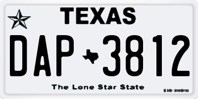 TX license plate DAP3812