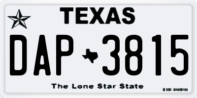 TX license plate DAP3815