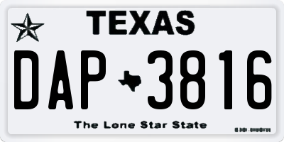 TX license plate DAP3816