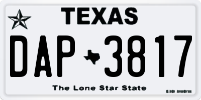 TX license plate DAP3817