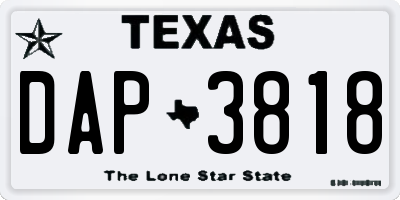 TX license plate DAP3818