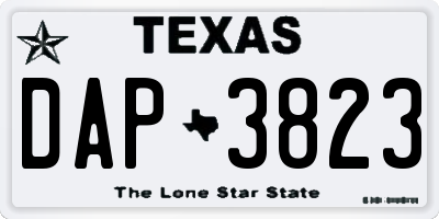 TX license plate DAP3823